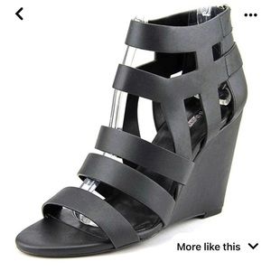 Bcbg generation maya open toe black wedge heel sz 7